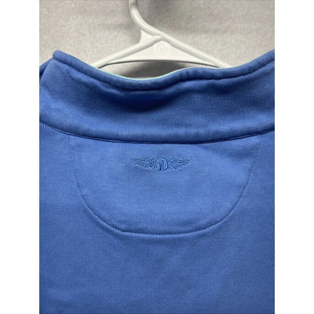 Straight Down Sweatshirt Mens Large Blue  Pima Cotton 1/4 Zip Golf Performance